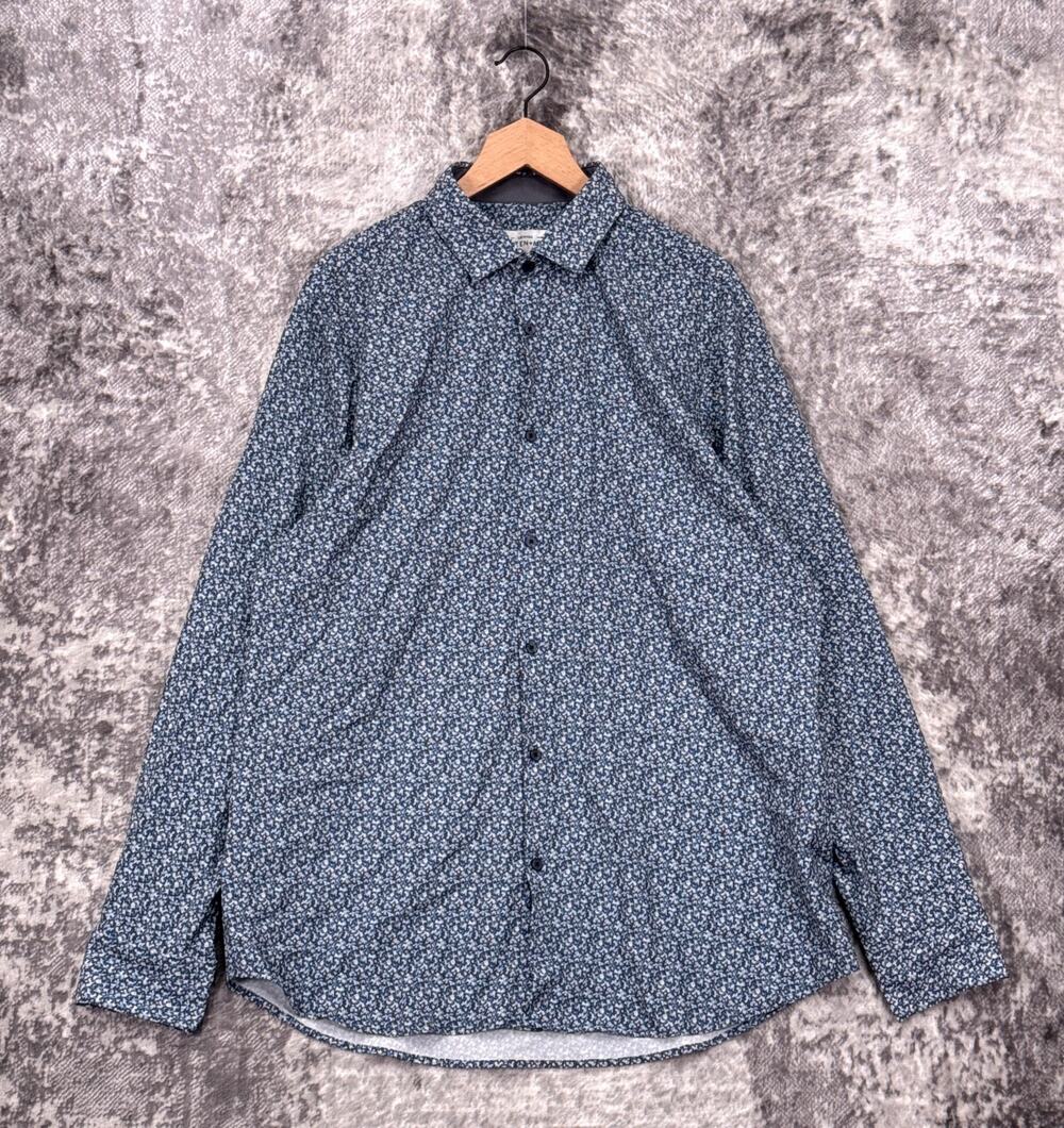 Mizzen Main Shirt XXL Mens Leeward Trim Fit Blue Floral Long Sleeve
